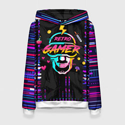 Толстовка-худи женская RETROGAMER3D47, цвет: 3D-белый