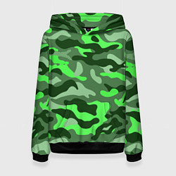 Толстовка-худи женская CAMOUFLAGE GREEN, цвет: 3D-черный