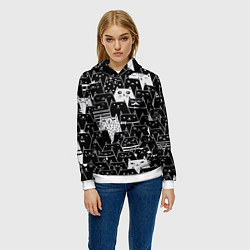 Толстовка-худи женская КОТЫ BLACK, цвет: 3D-белый — фото 2
