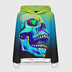 Толстовка-худи женская Neon skull, цвет: 3D-белый