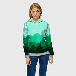 Толстовка-худи женская Горы пейзаж дикая природа, цвет: 3D-меланж — фото 2