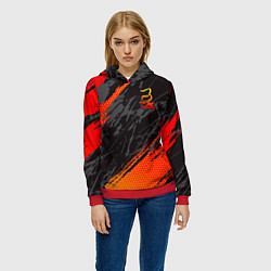 Толстовка-худи женская Форма для мотокросса FOX, цвет: 3D-красный — фото 2
