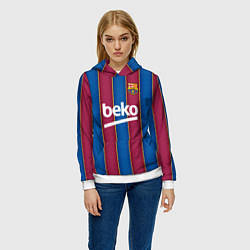 Толстовка-худи женская FC Barcelona 2021, цвет: 3D-белый — фото 2