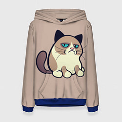 Толстовка-худи женская Великий Grumpy Cat, цвет: 3D-синий