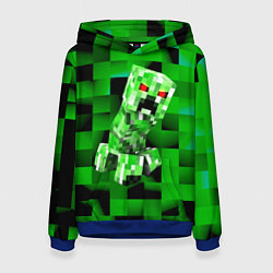 Толстовка-худи женская Minecraft creeper, цвет: 3D-синий