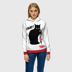 Толстовка-худи женская What Cat, цвет: 3D-красный — фото 2