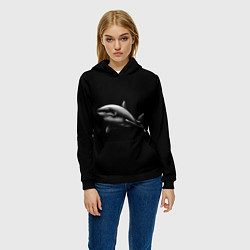 Толстовка-худи женская Акула, цвет: 3D-черный — фото 2