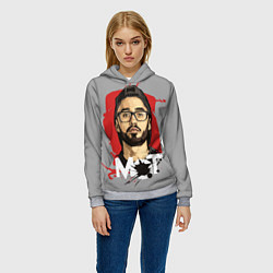 Толстовка-худи женская Портрет Мота, цвет: 3D-меланж — фото 2