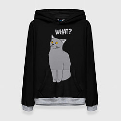 Толстовка-худи женская What cat, цвет: 3D-меланж