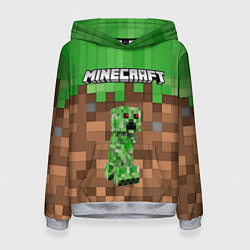 Толстовка-худи женская MineCraft Крипер, цвет: 3D-меланж