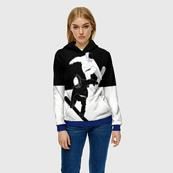 Толстовка-худи женская Сноубордисты, цвет: 3D-синий — фото 2