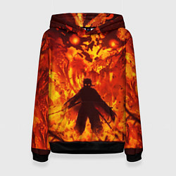 Толстовка-худи женская Клинок, рассекающий демонов, цвет: 3D-черный