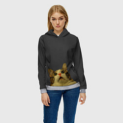 Толстовка-худи женская Коте смотрит вверх, цвет: 3D-меланж — фото 2