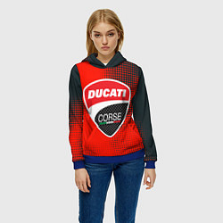 Толстовка-худи женская Ducati Corse logo, цвет: 3D-синий — фото 2