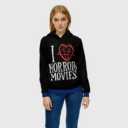Толстовка-худи женская I Love Horror Movies, цвет: 3D-синий — фото 2