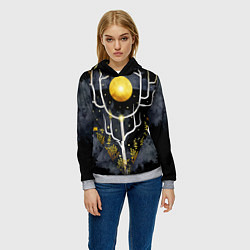 Толстовка-худи женская Графит и золото: дерево жизни, цвет: 3D-меланж — фото 2