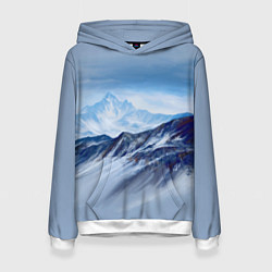 Толстовка-худи женская Серо-голубые горы, цвет: 3D-белый