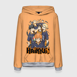 Толстовка-худи женская Аниме Волейбол, цвет: 3D-меланж