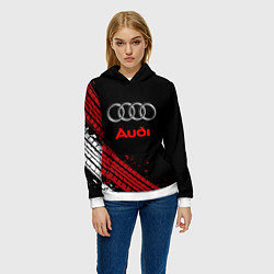 Толстовка-худи женская AUDI, цвет: 3D-белый — фото 2
