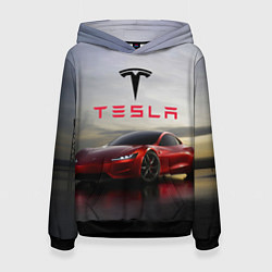 Толстовка-худи женская Tesla Roadster, цвет: 3D-черный