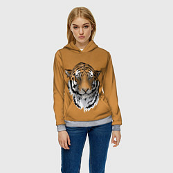 Толстовка-худи женская Тигр, цвет: 3D-меланж — фото 2