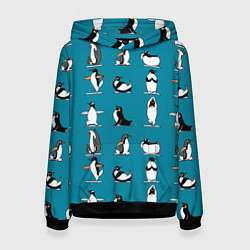 Толстовка-худи женская Пингвина на заярдке, цвет: 3D-черный