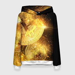 Толстовка-худи женская БИТКОИН ЗОЛОТО BITCOIN GOLD, цвет: 3D-белый