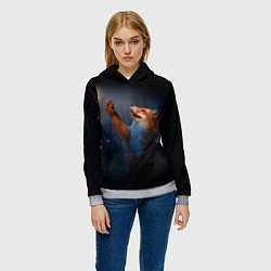 Толстовка-худи женская Лиса и огонек, цвет: 3D-меланж — фото 2