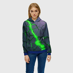 Толстовка-худи женская ЗЕЛЕНЫЙ РАЗЛОМ 3Д РАЗЛОМ, цвет: 3D-синий — фото 2
