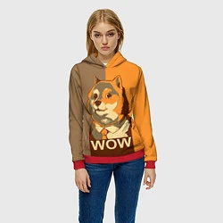 Толстовка-худи женская Doge Wow, цвет: 3D-красный — фото 2