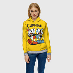 Толстовка-худи женская CUPHEAD, цвет: 3D-меланж — фото 2