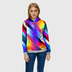 Толстовка-худи женская Пиксельная радуга, цвет: 3D-меланж — фото 2