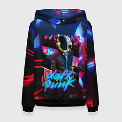 Толстовка-худи женская Daft punk neon rock, цвет: 3D-черный