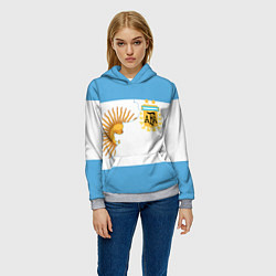 Толстовка-худи женская Сборная Аргентины, цвет: 3D-меланж — фото 2