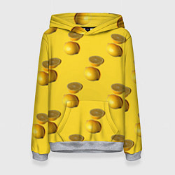 Толстовка-худи женская Летние лимоны, цвет: 3D-меланж
