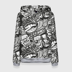 Толстовка-худи женская Тату ретро, цвет: 3D-меланж