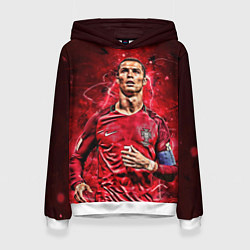 Толстовка-худи женская Cristiano Ronaldo Portugal, цвет: 3D-белый