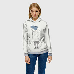 Толстовка-худи женская Акула в свитере, цвет: 3D-меланж — фото 2