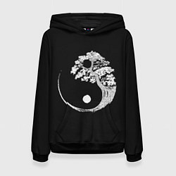 Толстовка-худи женская Yin and Yang Bonsai Tree, цвет: 3D-черный