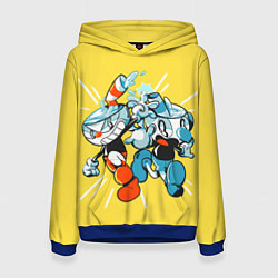 Толстовка-худи женская Cuphead bros, цвет: 3D-синий