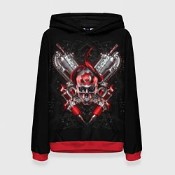 Толстовка-худи женская Skull of Gears, цвет: 3D-красный