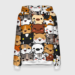 Толстовка-худи женская Коты и котики, цвет: 3D-белый