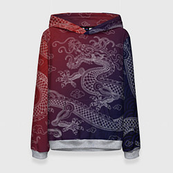 Толстовка-худи женская Традиционный китайский дракон, цвет: 3D-меланж