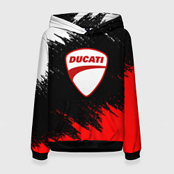 Толстовка-худи женская DUCATI ДУКАТИ БРЫЗГИ, цвет: 3D-черный