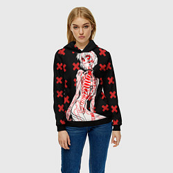 Толстовка-худи женская Ева 00 Аянами Рей в X Ray, цвет: 3D-черный — фото 2