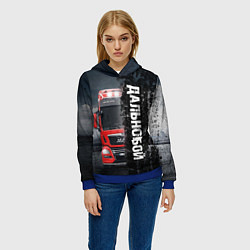 Толстовка-худи женская Дальнобой Red Truck, цвет: 3D-синий — фото 2