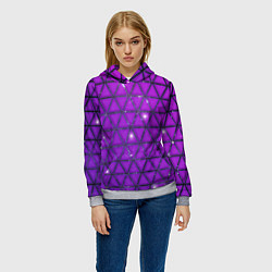 Толстовка-худи женская Фиолетовые треугольники, цвет: 3D-меланж — фото 2
