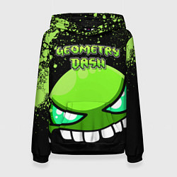 Толстовка-худи женская Geometry Dash: Green Evil, цвет: 3D-черный