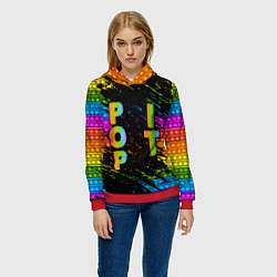 Толстовка-худи женская ПОП ИТ POP IT АНТИСТРЕСС, цвет: 3D-красный — фото 2