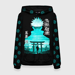 Толстовка-худи женская Годжо Сатору Магическая битва, цвет: 3D-черный